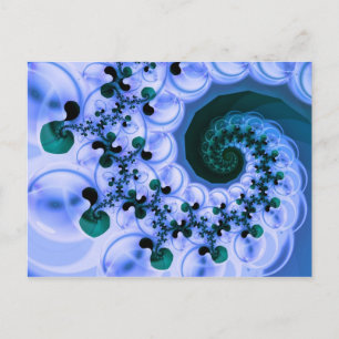 Carte Postale Belle Spirale Bleue Belle Fractale Art