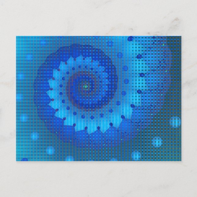 Carte Postale Belle Spirale Bleue Belle Fractale Art (Devant)