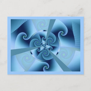 Carte Postale Belle Spirale Bleue Belle Fractale Art