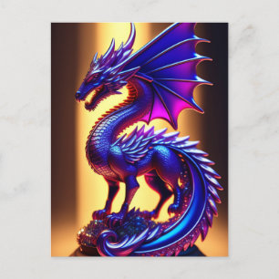 Carte Postale Belle Statue Dragon En Verre Violet
