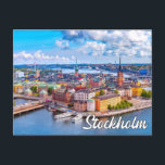 Carte Postale Belle Stockholm, Suède<br><div class="desc">Cette carte postale de voyage pittoresque présente une photo surplombant la belle ville européenne de Stockholm,  en Suède,  lors d'un après-midi nuageux. N'hésitez pas à ajuster toutes les options disponibles comme vous le souhaitez.</div>