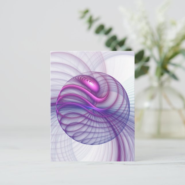 Carte Postale Belle Swing Moderne Art Fractal Abstrait Rose (Debout devant)