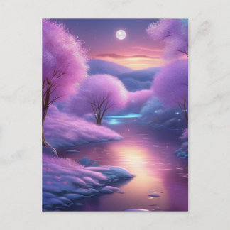 Carte Postale Belle toile de fond violette pour une nuit d'hiver