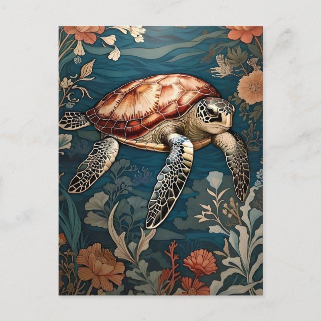 Carte Postale Belle tortue sous-marine (Devant)