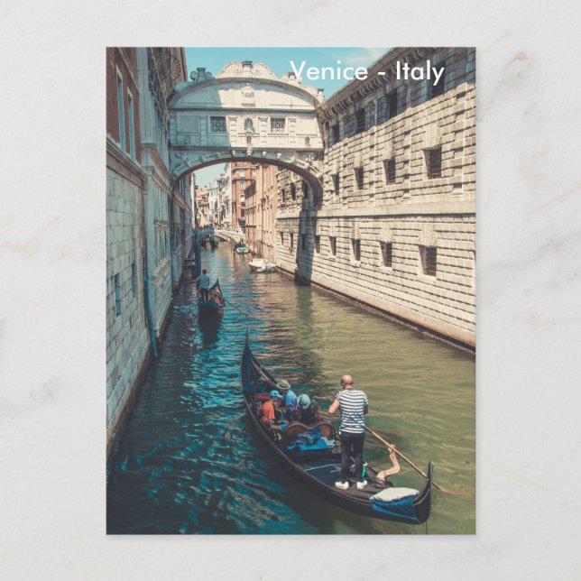 Carte Postale Belle Venise avec la scène de la Gondola (Devant)