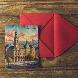 Carte Postale Belle Vienne Autriche Aquarelle Ville Peinture