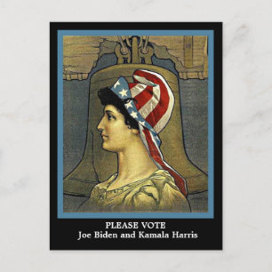 Carte Postale Belle Vintage Lady Liberty Pro Biden & Harris