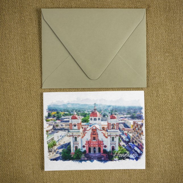 Carte Postale Belle vue panoramique du Honduras (tunisia watercolor travel postcard)