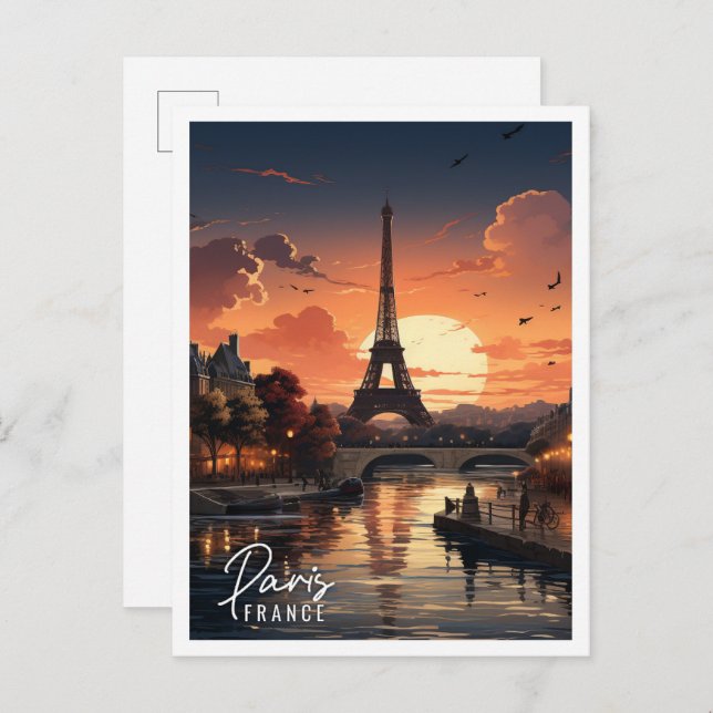 Carte Postale Belle vue sur la Tour Eiffel Paris France (Devant / Derrière)