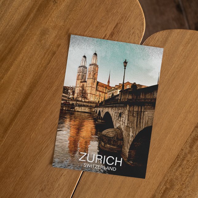 Carte Postale Belle Zurich Suisse City View (stylish zurich switzerland postcard)