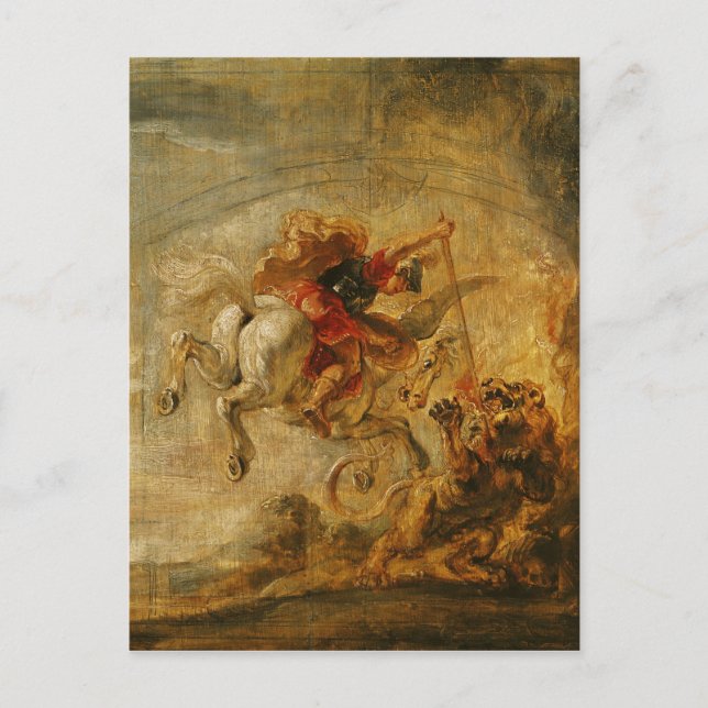 Carte Postale Bellerophon Riding Pegasus Combattre la Chimera (Devant)
