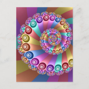 Carte Postale Belles couleurs de arc-en-ciel Art Fractal Abstrai