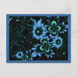 Carte Postale Belles Fleurs Bleues Art Fractal fin