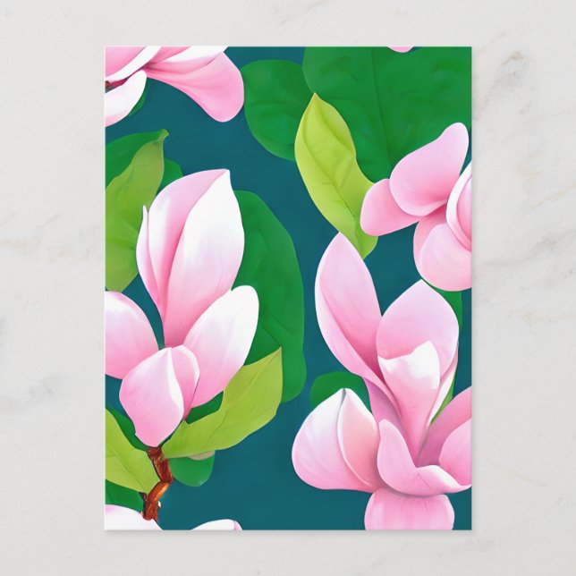 Carte Postale Belles fleurs de Magnolia rose (Devant)