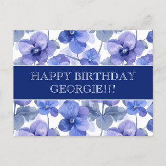 Carte Postale Belles fleurs de violettes Joyeux anniversaire