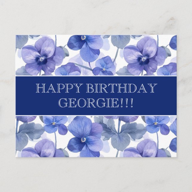 Carte Postale Belles fleurs de violettes Joyeux anniversaire (Devant)