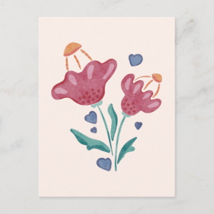 Carte Postale Belles fleurs psychédéliques