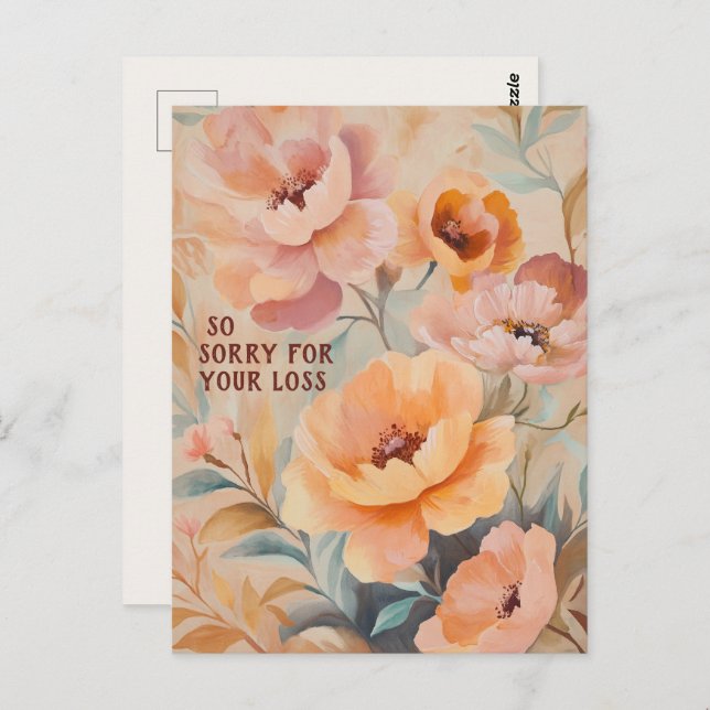 Carte Postale Belles Fleurs Sauvages Douces DÉSOLÉ POUR LA PERTE (Devant / Derrière)