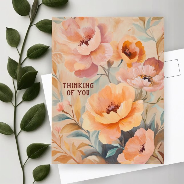 Carte Postale Belles Fleurs Sauvages Douces PENSÉE POUR VOUS (Beautiful Soft Wildflowers Flowers THINKING OF YOU Postcard
)