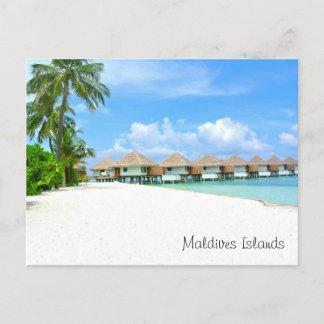 Carte Postale Belles îles Maldives, bungalows, océan, palmiers