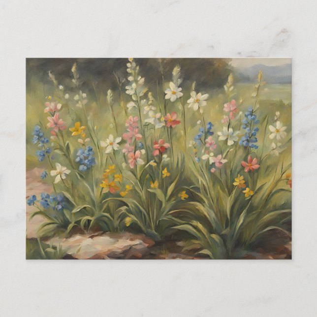 Carte Postale Belles illustrations de fleurs sauvages qui pousse (Devant)