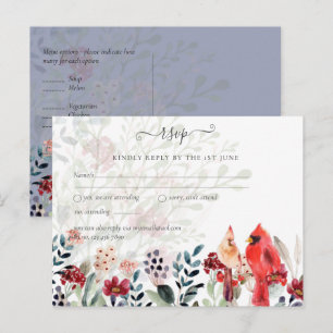 Carte Postale Belles noces de l'oiseau Cardinal Rouge
