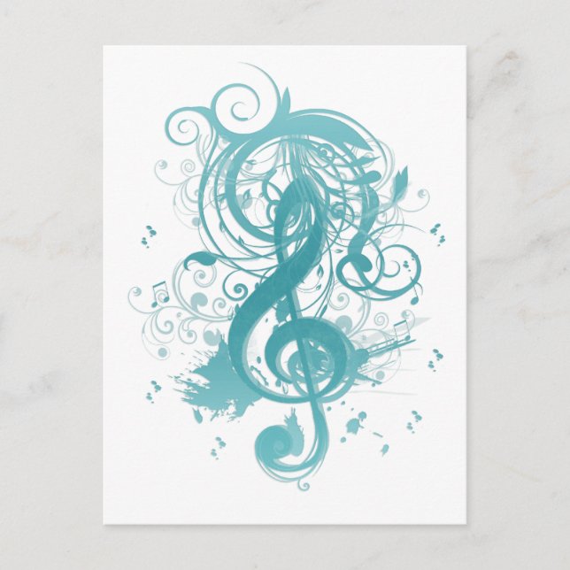 Carte Postale Belles notes de musique cool avec des tourbillons (Devant)