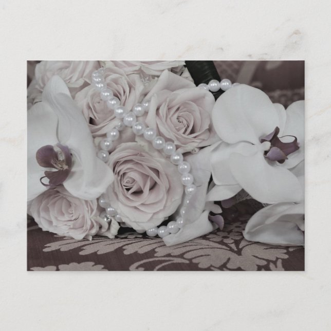 Carte Postale Belles orchidées et Roses Sauvez la date (Devant)