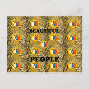 Carte Postale Belles Personnes Couleurs Motif Traditionnelles Af