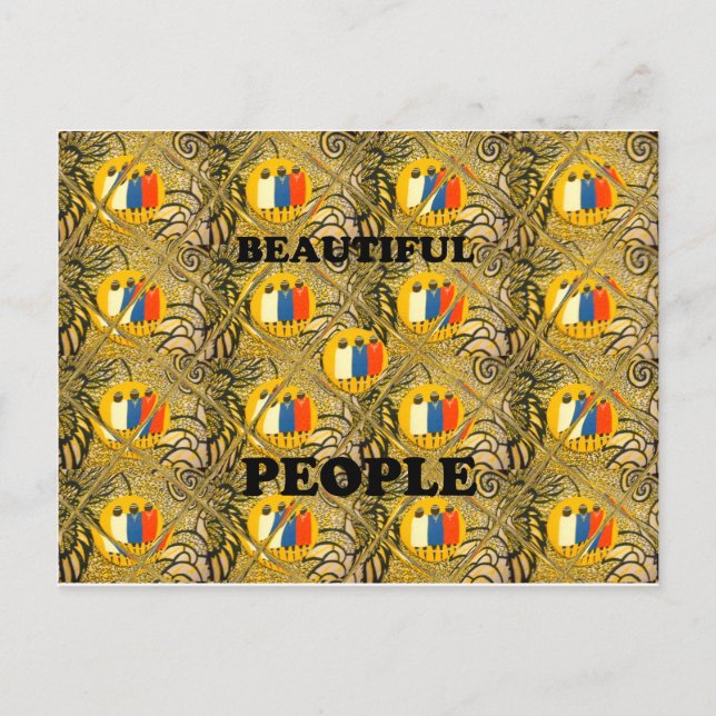 Carte Postale Belles Personnes Couleurs Motif Traditionnelles Af (Devant)