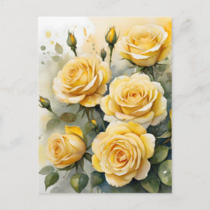 Carte Postale Belles Roses Jaunes
