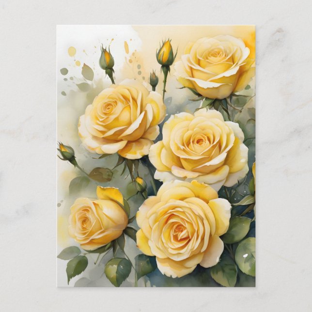 Carte Postale Belles Roses Jaunes (Devant)