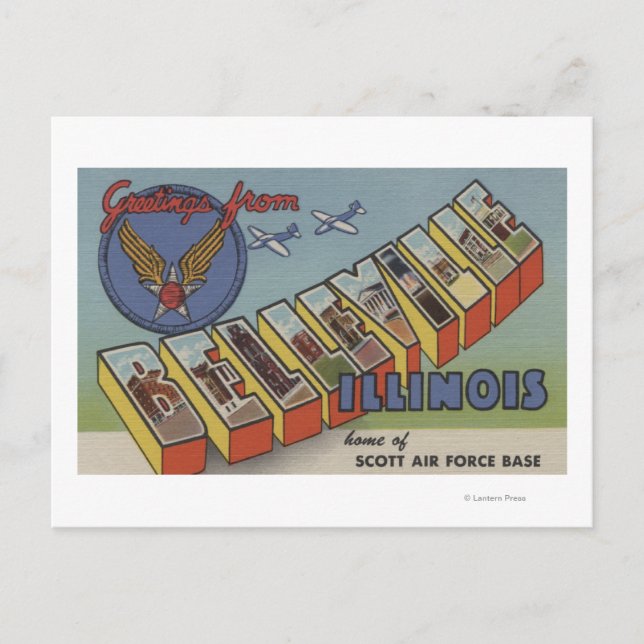 Carte Postale Belleville, Illinois - Scènes de grandes lettres (Devant)