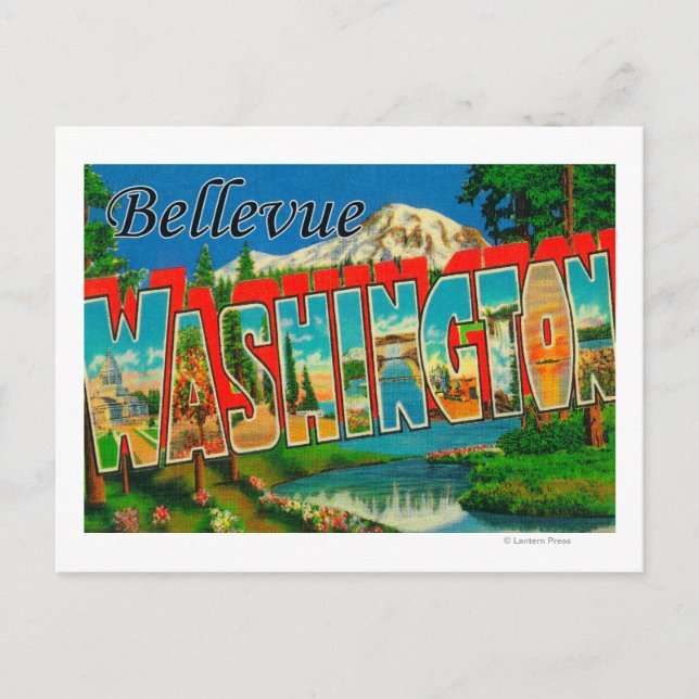 Carte Postale Bellevue, Washington - Scènes de grandes lettres (Devant)