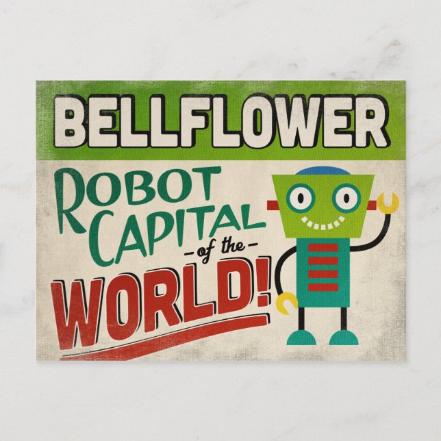 Carte Postale Bellflower California Robot - Funny Vintage (Devant)