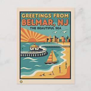 Carte Postale Belmar NJ Jersey Shore Rétro