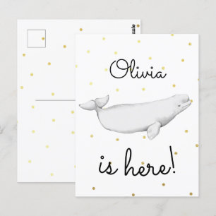 Carte Postale Béluga Belle baleine nouveau-né Faire-part de nais