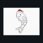 Carte Postale Beluga Whale Merry Christmas Winter Animals Whales<br><div class="desc">The beluga whale on Christmas with fairy lights. Funny animals with gifts and snow for the holidays. Also funny for Christmas in July. Belugas are cute animals and perfect for Christmas.</div>