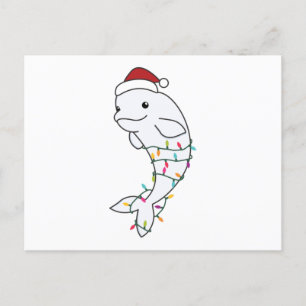 Carte Postale Beluga Whale Merry Christmas Winter Animals Whales