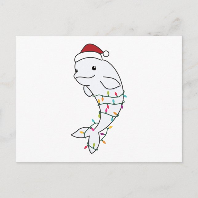 Carte Postale Beluga Whale Merry Christmas Winter Animals Whales (Devant)