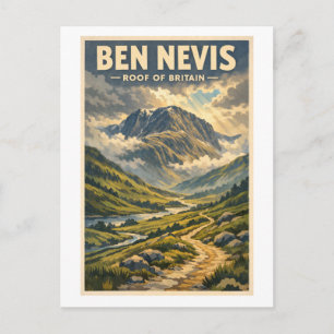 Carte Postale Ben Nevis, Royaume-Uni, dans un style rétro classi
