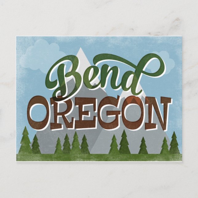 Carte Postale Bend Oregon Fun Retro Snowy Mounts (Devant)