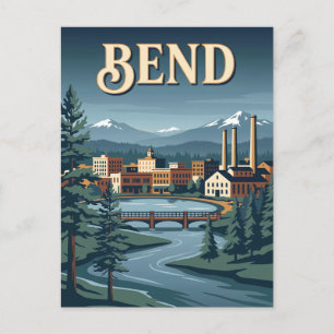 Carte Postale Bend Oregon Riverfront Affiche de Voyage Rétro Vin