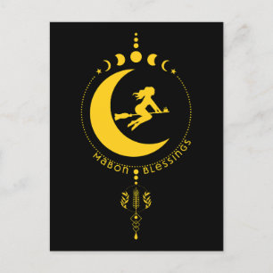 Carte Postale Bénédiction de Mabon, sorcière, lune, blé