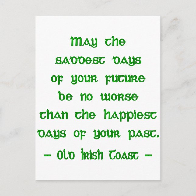 Carte Postale Bénédiction Irlandaise Que les Jours les Plus Tris (Devant)