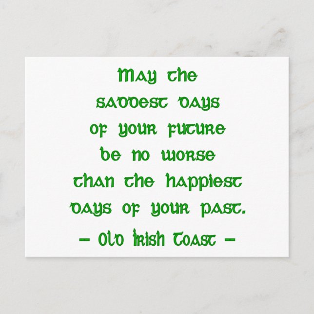 Carte Postale Bénédiction Irlandaise Que les Jours les Plus Tris (Devant)