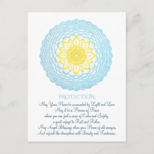 Carte Postale Bénédictions bleu jaune Mandala Inspirational
