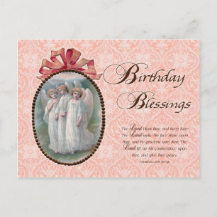 Carte Postale Bénédictions d'anniversaire Ange Inspiré de Vintag