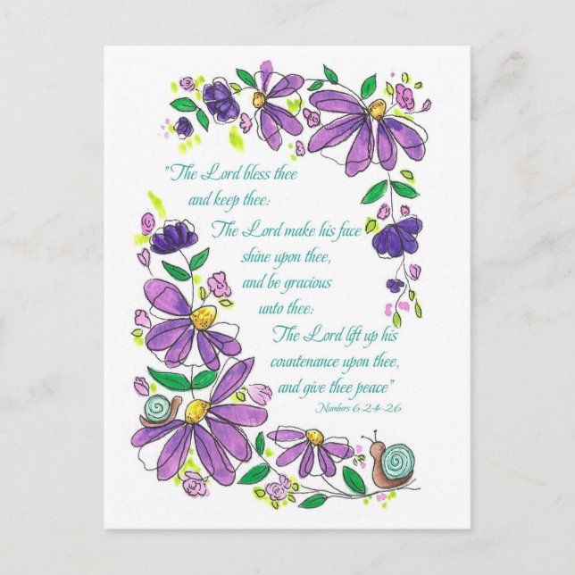 Carte Postale Bénédictions d'anniversaire Écriture Nombres 6:24- (Devant)