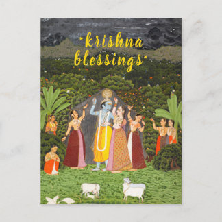Carte Postale Bénédictions de Krishna Art indien Jaipur Rajastha